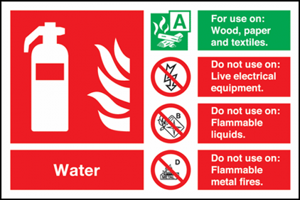 reliance firetech water extinguisher what to use it on